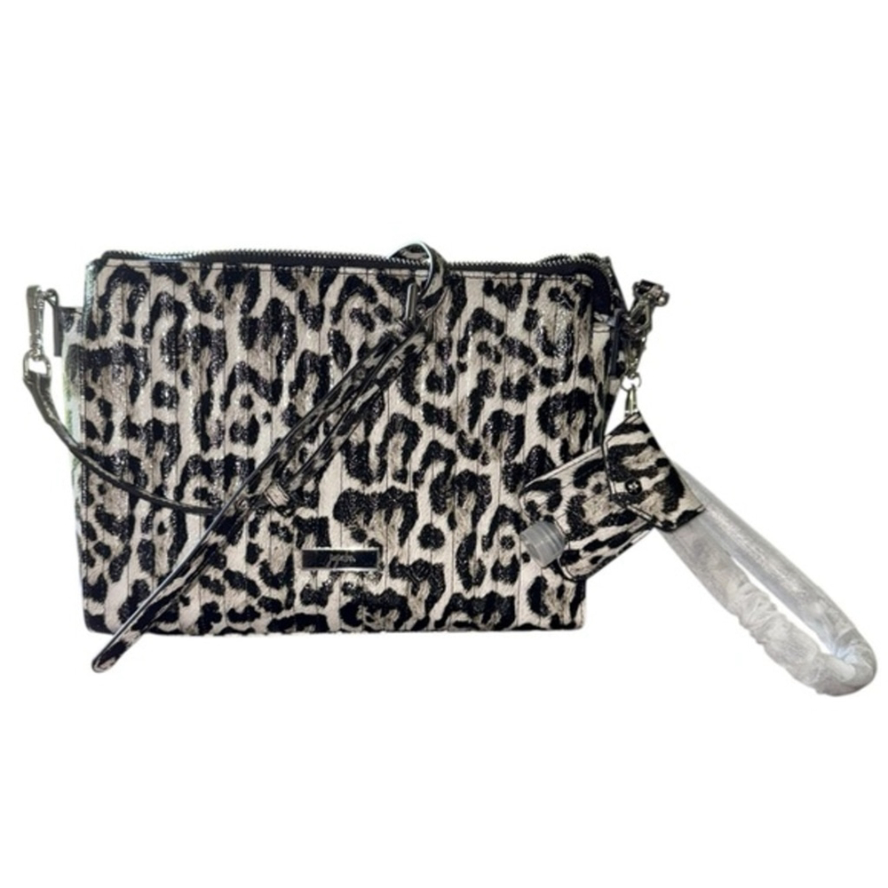 JuJuBe Snow Leopard Print Crossbody Bag with Wristlet Strap Convertible Purse